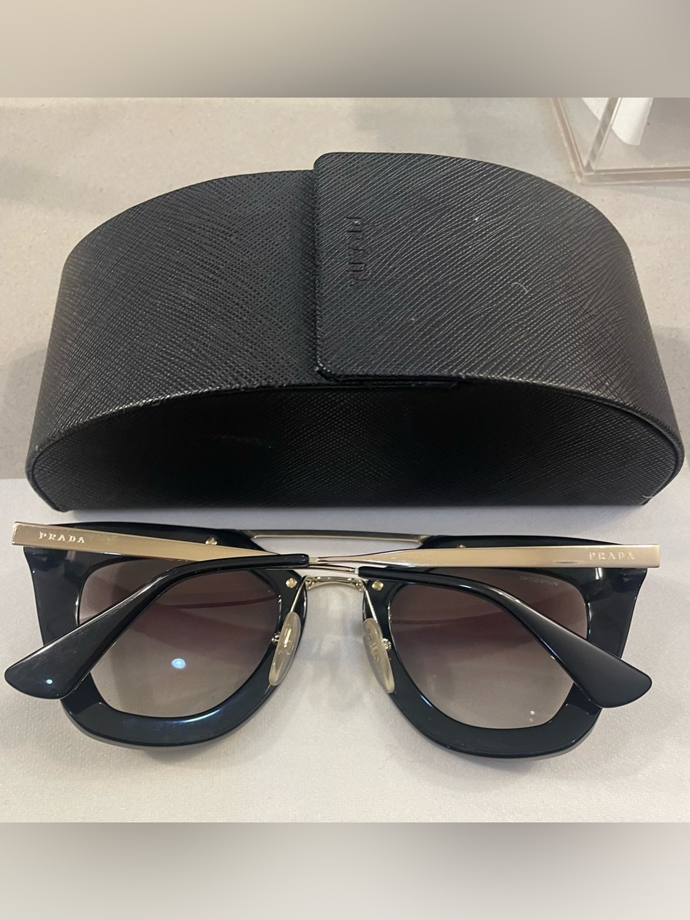 Prada Black Sunglasses with Gold Bridge - Picture 3 of 6